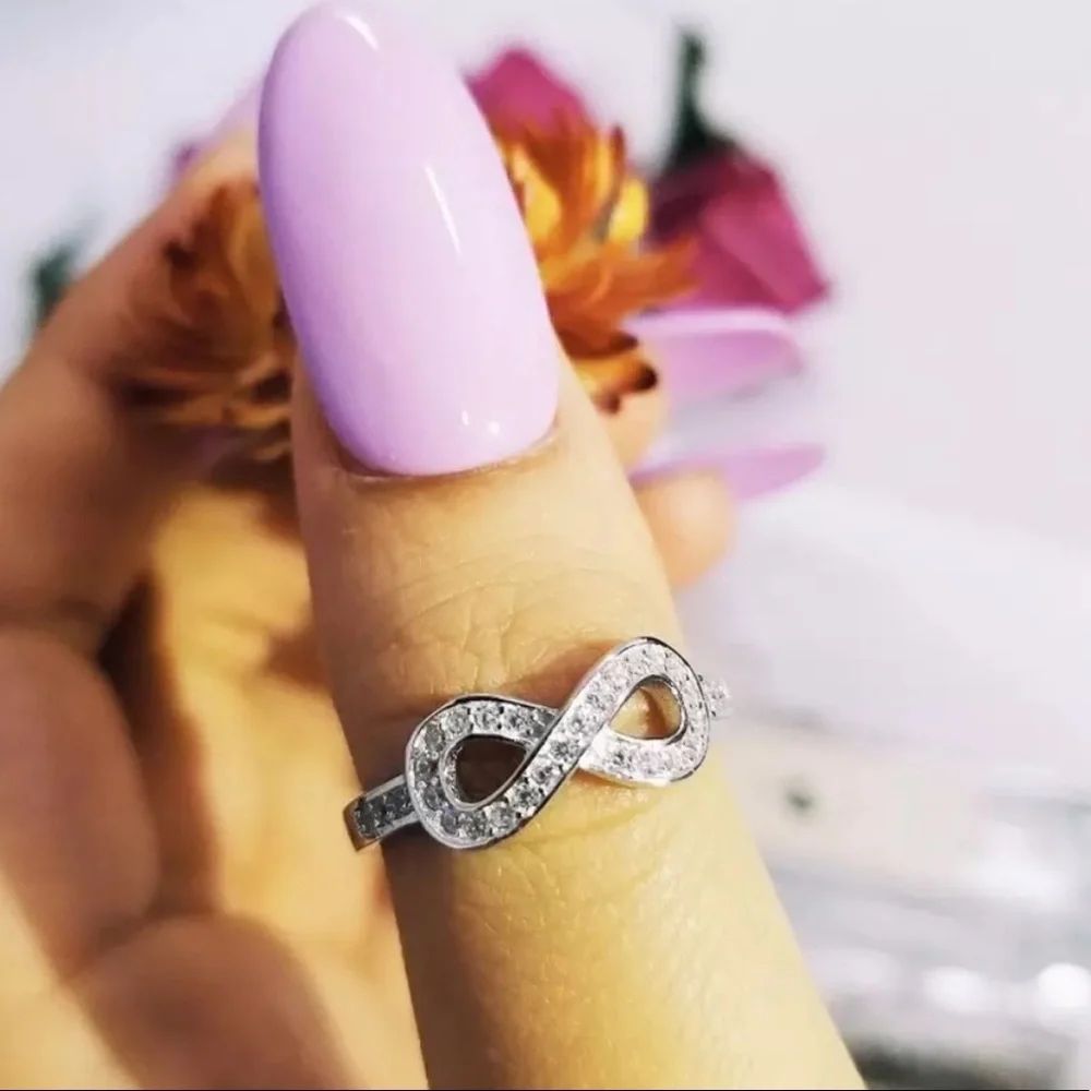 INFINITY 925 STERLING SILVER DIAMOND RING - Picture 1 of 5